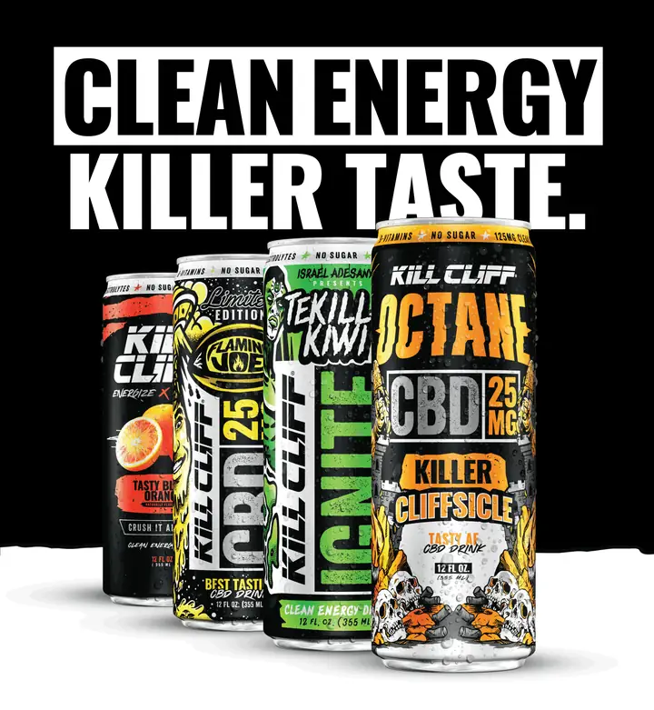 Kill Cliff energy drink cans